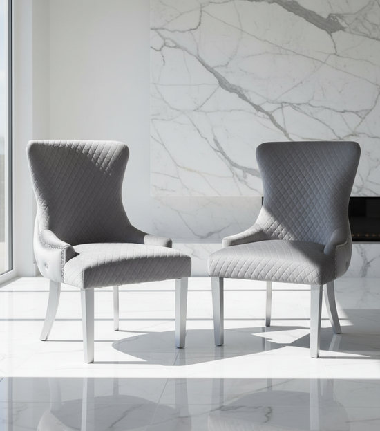 Lyon Dining Chair - Grey Velvet