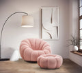 Teddy Boucle Fabric Pink 1 Seater Swivel Sofa with Footstool MIRIELLE