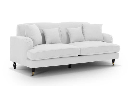 Teddy Boucle Fabric White 3 Seater Sofa STILE
