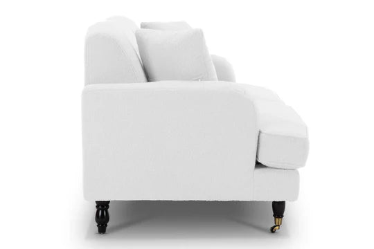 Teddy Boucle Fabric White 3 Seater Sofa STILE