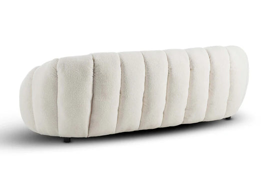 Teddy Boucle Fabric White 3 + 1 Seater Sofa Set DIVANO LETTO