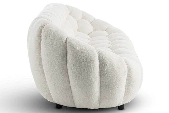 Teddy Boucle Fabric White 3 + 2 Seater Sofa Set DIVANO LETTO