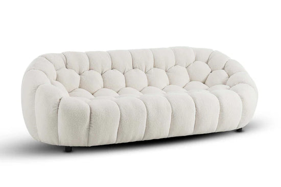 Teddy Boucle Fabric White 3 + 2 Seater Sofa Set DIVANO LETTO