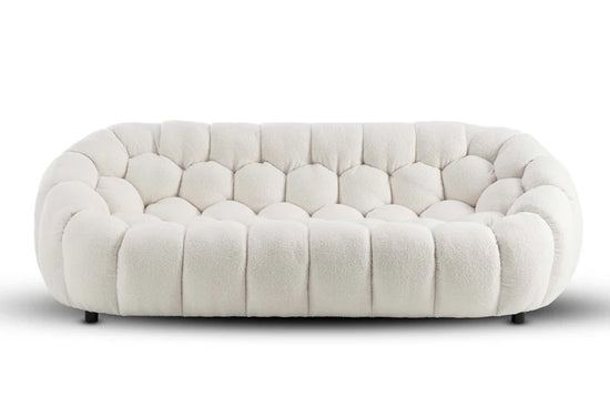 Teddy Boucle Fabric White 3 + 2 Seater Sofa Set DIVANO LETTO