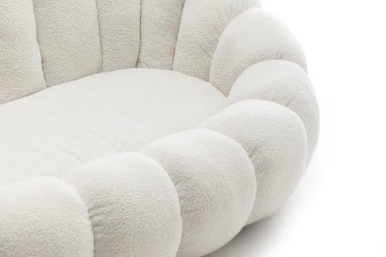 Teddy Boucle Fabric White 2 Seater Sofa DIVANO LETTO