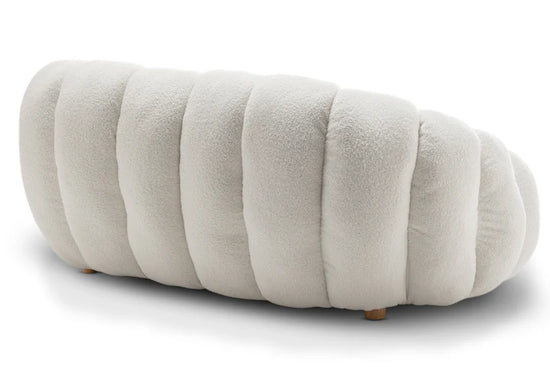 Teddy Boucle Fabric White 2 Seater Sofa DIVANO LETTO
