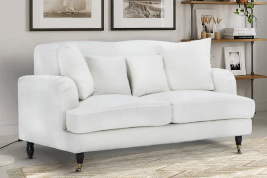 Teddy Boucle Fabric White 2 Seater Sofa STILE