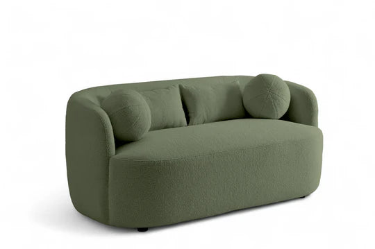 Teddy Boucle Fabric Sage Green 2 Seater Sofa PATRIMONIO