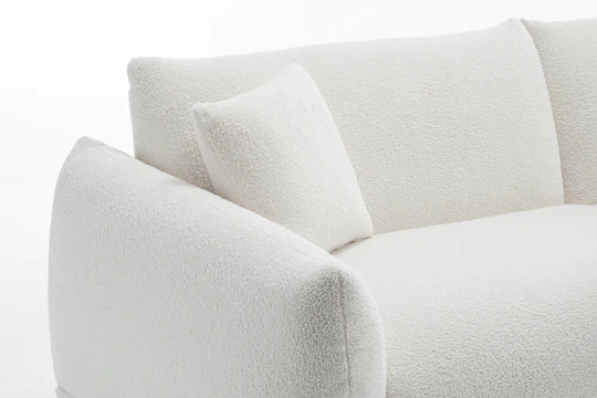 Teddy Boucle Fabric White 3 Seater Sofa ARTE