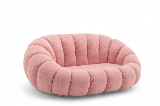 Teddy Boucle Fabric Pink 2 Seater Sofa MIRIEILLE