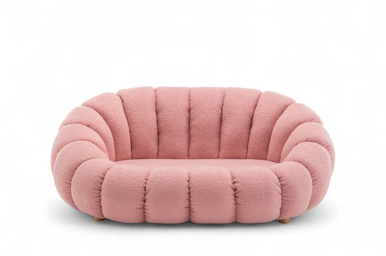 Teddy Boucle Fabric Pink 2 Seater Sofa MIRIEILLE