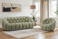 Teddy Boucle Fabric Sage Green 3 + 1 Seater Sofa Set DIVANO LETTO