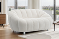 Teddy Boucle White 2 Seater Sofa CHAISE