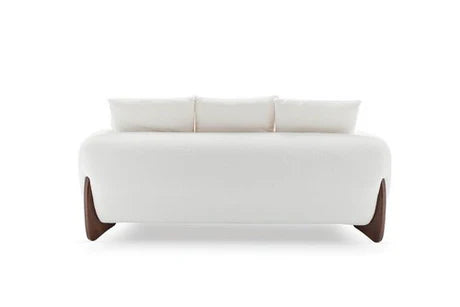 Teddy Boucle Fabric White 3 Seater Sofa BORGO