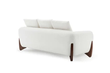 Teddy Boucle Fabric White 3 Seater Sofa BORGO