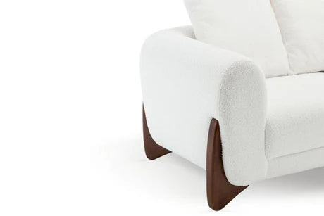 Teddy Boucle Fabric White 3 Seater Sofa BORGO