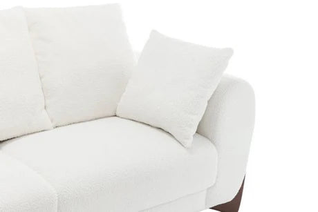 Teddy Boucle Fabric White 3 Seater Sofa BORGO