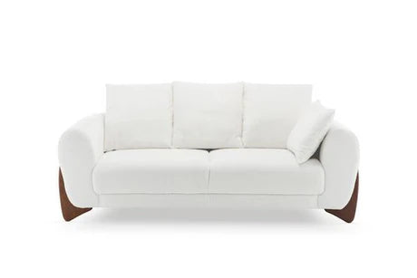 Teddy Boucle Fabric White 3 Seater Sofa BORGO