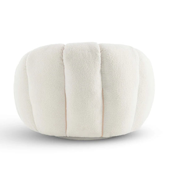 Teddy Boucle Fabric White 1 Seater Swivel Sofa DIVANO LETTO