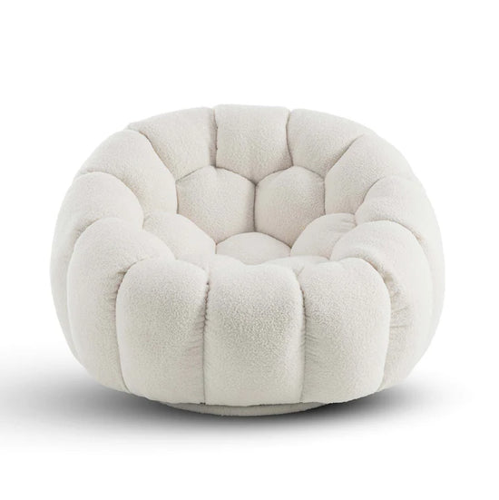 Teddy Boucle Fabric White 3 + 1 Seater Sofa Set DIVANO LETTO