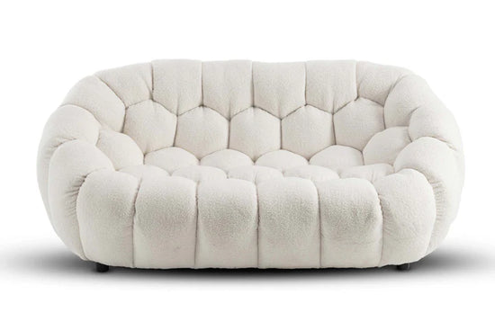 Teddy Boucle Fabric White 3 + 2 Seater Sofa Set DIVANO LETTO