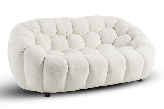Teddy Boucle Fabric White 2 + 1 Seater Sofa Set DIVANO LETTO