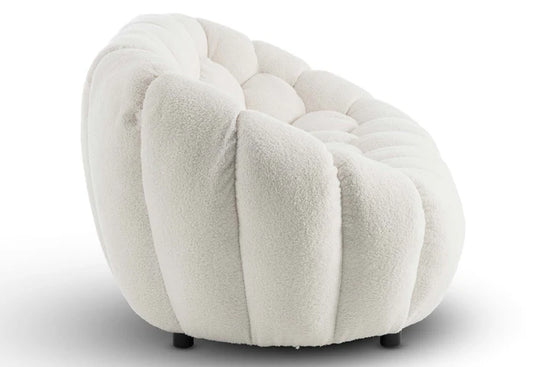 Teddy Boucle Fabric White 3 + 2 Seater Sofa Set DIVANO LETTO