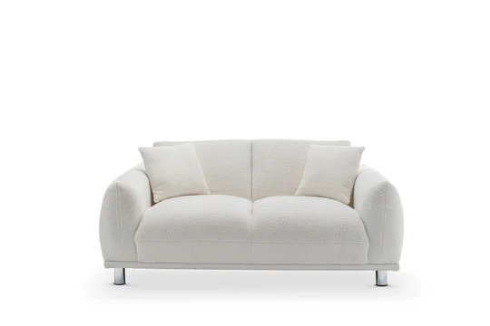Teddy Boucle Fabric White 2 Seater Sofa ARTE