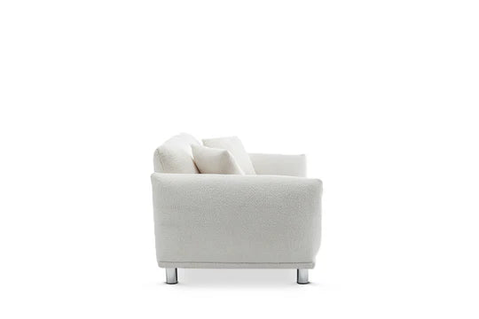 Teddy Boucle Fabric White 2 Seater Sofa ARTE