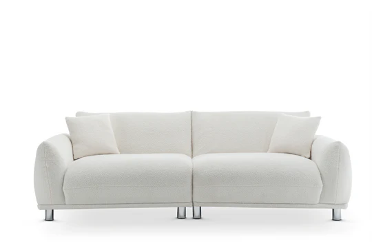 Teddy Boucle Fabric White 3 Seater Sofa ARTE