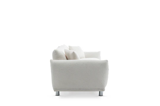 Teddy Boucle Fabric White 3 Seater Sofa ARTE