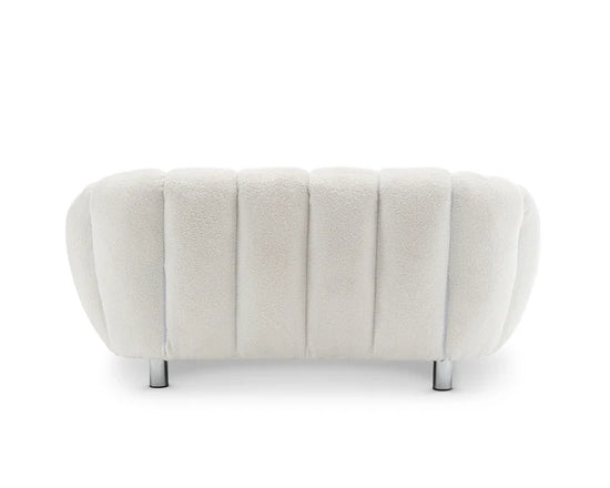 Teddy Boucle White 2 Seater Sofa CHAISE