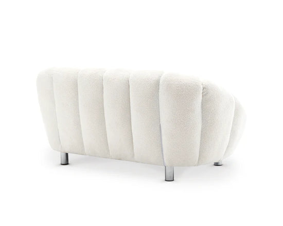 Teddy Boucle White 2 Seater Sofa CHAISE