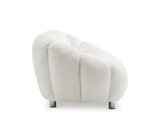 Teddy Boucle White 2 Seater Sofa CHAISE