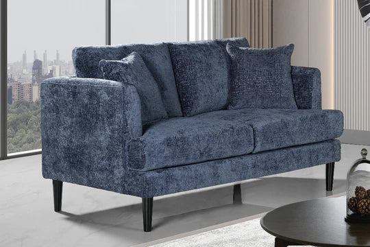 Textured Chenille Blue 2 Seater Sofa ELEGANZA