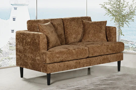 Textured Chenille Burnt Orange 2 Seater Sofa ELEGANCE