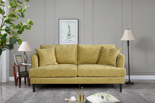 Textured Chenille Gold 3 Seater Sofa ELEGANZA