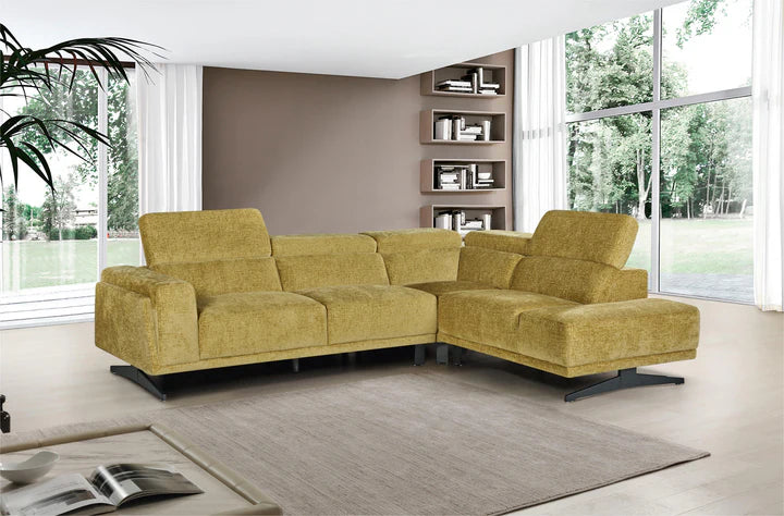 Textured Chenille Gold Right Hand Facing Corner Sofa TRIONFO