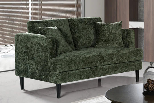 Textured Chenille Green 2 Seater Sofa ELEGANZA