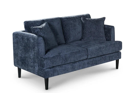 Textured Chenille Blue 2 Seater Sofa ELEGANZA