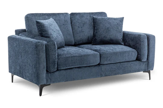 Textured Chenille Blue 2 Seater Sofa QUARTIERE