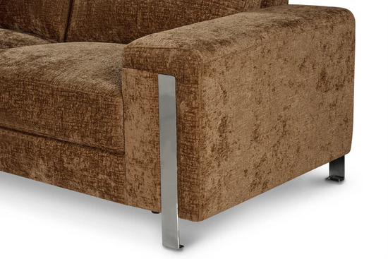 Textured Chenille Brown Left Hand Facing Corner Sofa ELEGANZA