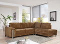 Textured Chenille Brown Right Hand Facing Corner Sofa ELEGANZA