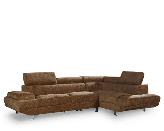 Textured Chenille Brown Right Hand Facing Corner Sofa COLLEGAMENTO