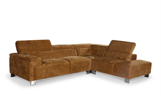 Textured Chenille Burnt Orange Right Hand Facing Corner Sofa VENTO