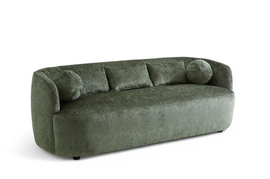 Textured Chenille Green 3 Seater Sofa PATRIMONIO