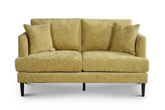 Textured Chenille Gold 2 Seater Sofa ELEGANZA