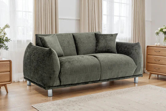 Textured Chenille Green 2 Seater Sofa ARTE
