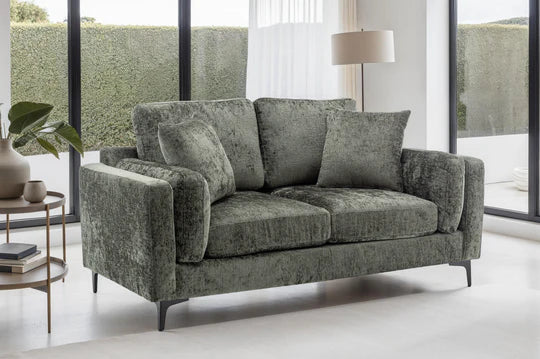 Textured Chenille Green 2 Seater Sofa QUARTIERE
