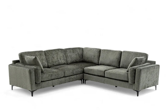 Textured Chenille Green Corner Sofa 2C2 QUARTIERE